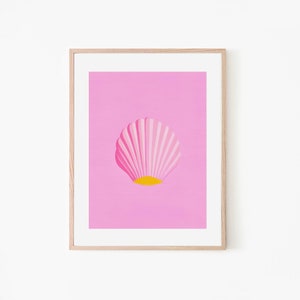 Muschel Pink Beach Minimalismus Retro Poster Strand Haus Dekor Rosa Kunstdruck Sommerurlaub Poster Strand Posterdruck Ozean Thema Bild 1