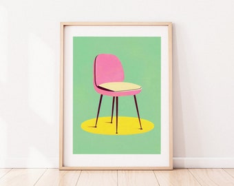 Mid Century Modern Chair Poster | Vintage Furniture Design Wall Art | Retro Home Decor Accent | Trendy Gift for Design Enthusiasts