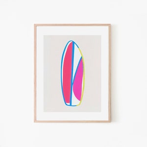 Surfboard Retro Poster | Henri Matisse Inspired Minimalist Wave Wall Art | Surfing Print | Boho Beach House Wall Art | Cute Surfer Gift Idea