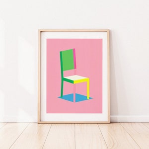 Futuristic Pink Chair Bold Retro Art Print Design Art Vintage Trendy Art Print 60s Graphic Design Inspired Modern Furniture Art image 7