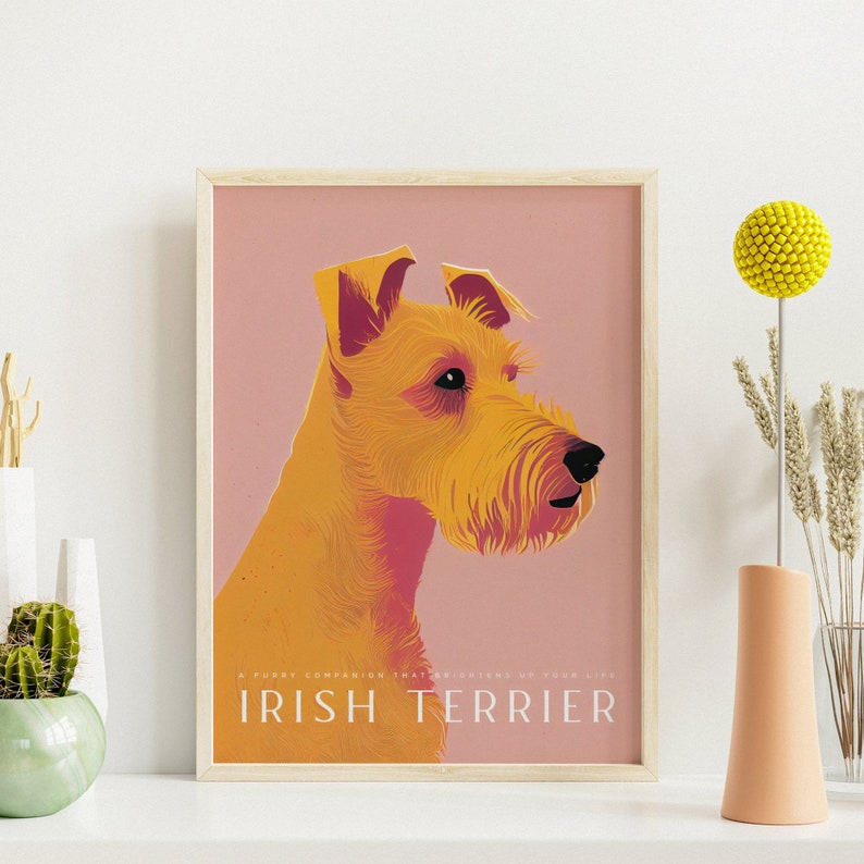 Affiche rétro de chien de Terrier irlandais Teintes saisissantes Art pour animaux de compagnie de chien impression d'art à la mode vintage Affiche de chien chien vintage Impression artistique image 10