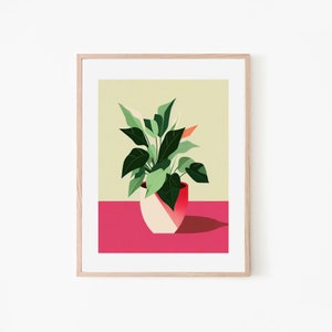 Aglaonema Minimalist Vintage Plant Retro Poster Botanical Art Modern Wall Decor Scandinavian Design Greenery Poster Home Office image 2