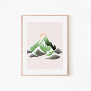 Big Mountain Pink Abstract Korean Trendy Wall Art Boho Wall Art Beige Wall Art Pink Nature Modern Print image 7