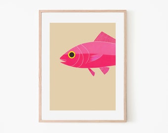 Retro Gurnard | Exhibition Bold Poster | Sea Creature | Vintage Trendy Art Print | Nautical Wall Decor | Ocean Theme Art Print