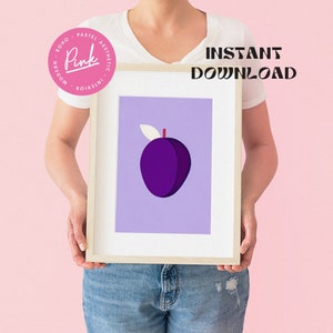 Minimalist Boho Plum Poster Retro Bedroom Wall Art Printable Wallpaper Digital Download Nursery Decor Trendy Bedroom Decor Gift image 9