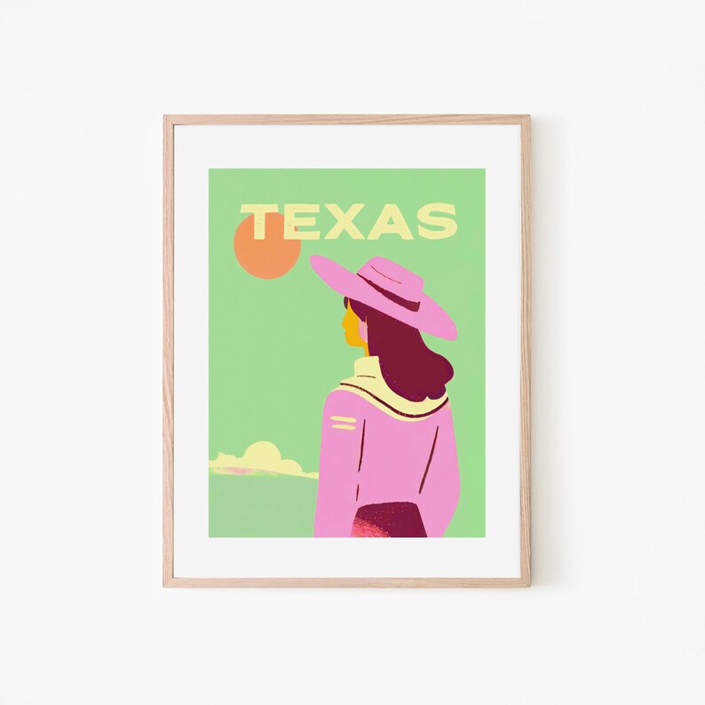 Texas Odyssey Western Art Retro Poster Western Wall Art Etsy