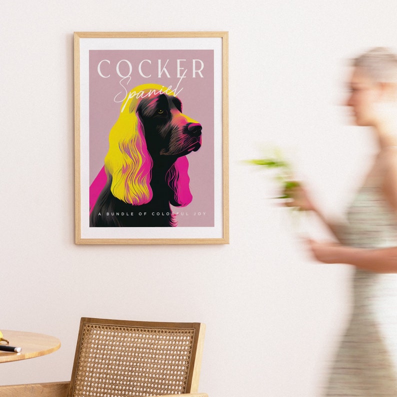 Cocker Spaniel Timeless Grace / Cartel de perro retro / Arte de mascotas de moda / Impresión de arte de moda vintage / Cartel de perro Spaniel imagen 6