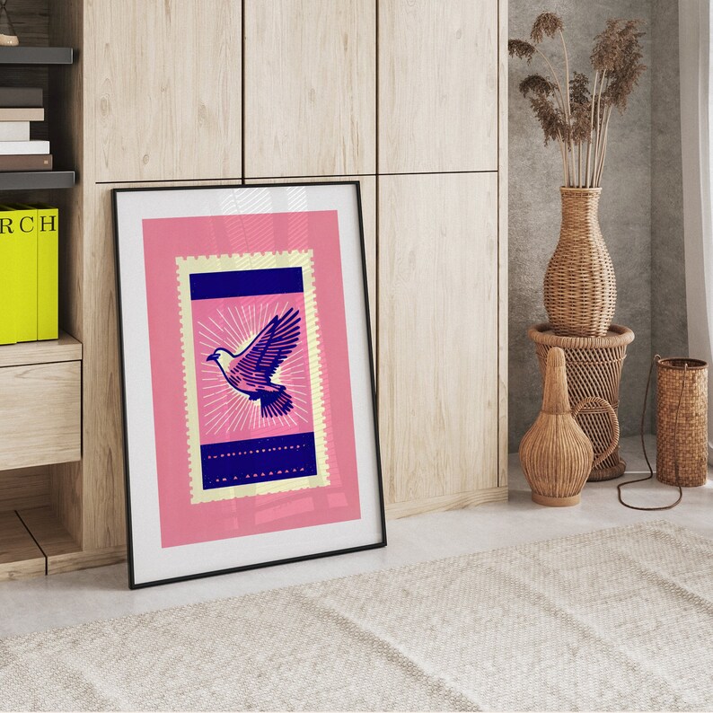 Electric Eagle Abstract Stamp Poster Vibrant Wall Art Perfect for Modern Homes and Art Enthusiasts Trendy Home Decor Accent image 7