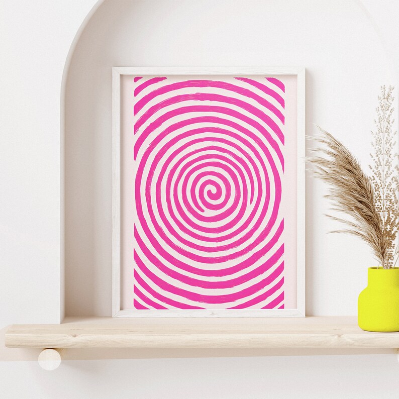 Spiral Poster Pink Twist, Abstract Art Print, Vintage Retro, Wall Decor, Living Room Art, Mid-Century Modern, Boho, Digital Download image 10
