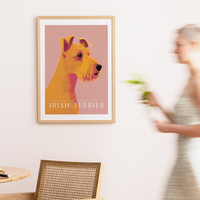 Affiche rétro de chien de Terrier irlandais Teintes saisissantes Art pour animaux de compagnie de chien impression d'art à la mode vintage Affiche de chien chien vintage Impression artistique image 4