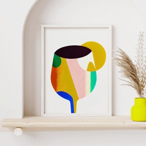 Rainbow Wine Glass Landscape Retro Abstract Alcohol Retro Poster Bar Wall Art Wine Poster Colorful Nordic Art Print image 9