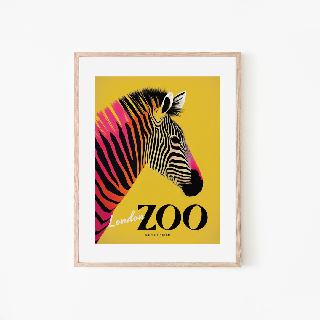 Malton Zoo Retro Poster Vibrant Zebra UK Travel Poster African Wildlife