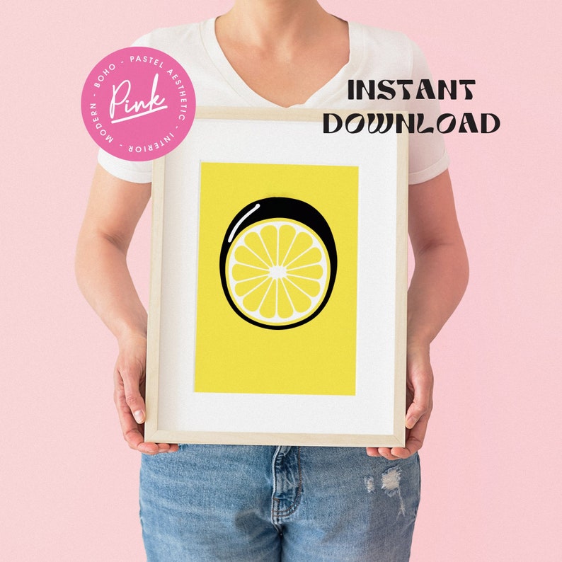 Zesty Lemon Poster Minimalist Fruit Wall Art Bright Kitchen Decor Perfect for Foodies and Modern Home Enthusiasts Yellow Kitchen Art image 9