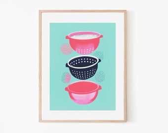 Minimalist Colanders | Abstract Kitchen Wall Art | Perfect for Cooking Enthusiasts | Trendy Home Decor Accent