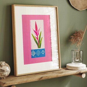 Bromeliad Plant Abstract Stamp Retro Poster Tropical Leaf Wall Art Minimalist Botanical Poster Boho Plant Decor Modern Abstract Art image 7