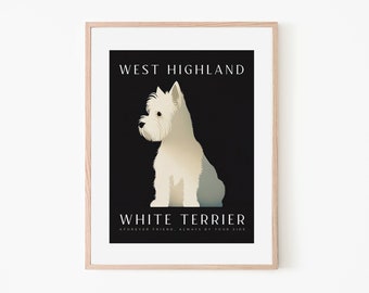 West Highland Terrier | Retro Dog Poster | Minimalist Allure | Pet Art | Dog Poster | Modern Trendy Art Print | Westie Poster