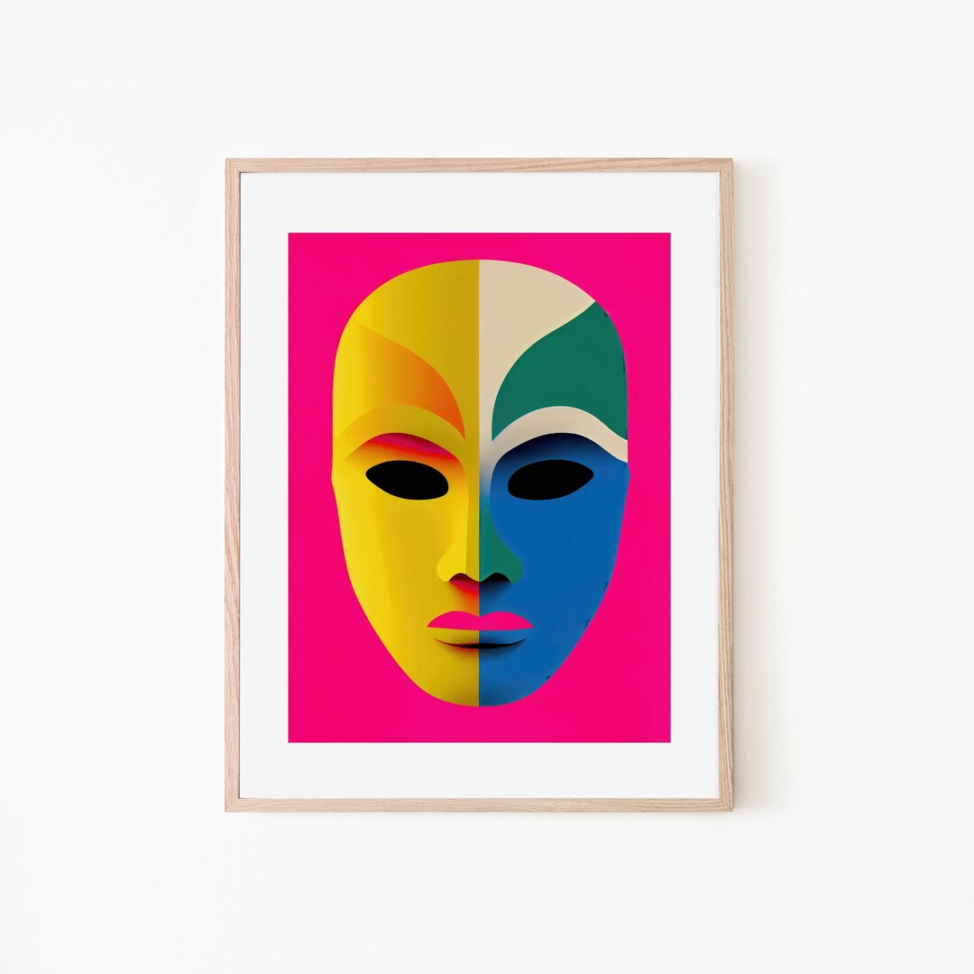 Majestic Theater Mask Graphic Design Retro Poster Drama Decor