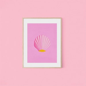 Muschel Pink Beach Minimalismus Retro Poster Strand Haus Dekor Rosa Kunstdruck Sommerurlaub Poster Strand Posterdruck Ozean Thema Bild 10