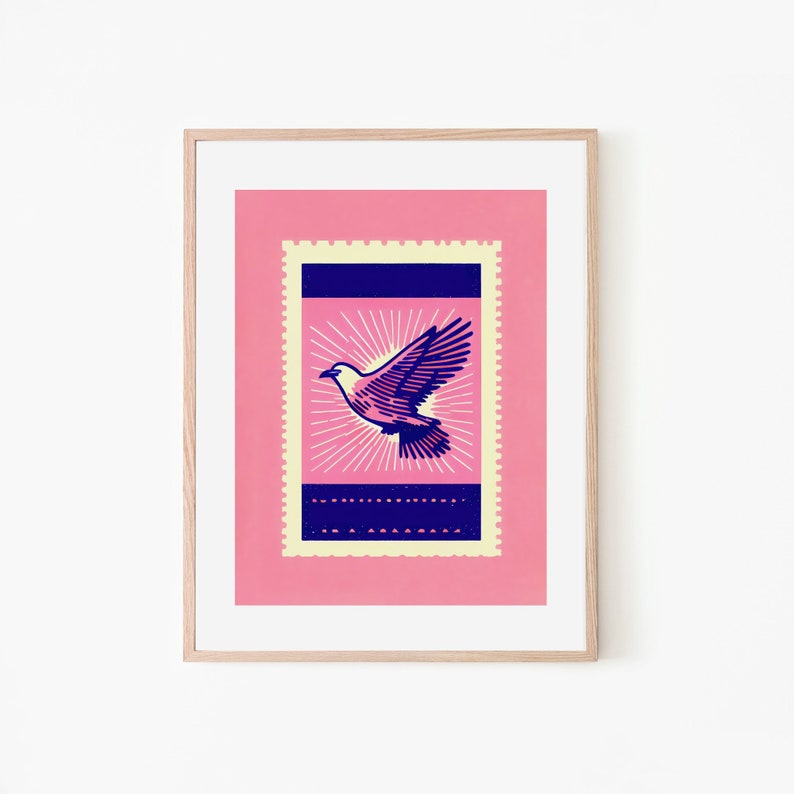 Electric Eagle Abstract Stamp Poster Vibrant Wall Art Perfect for Modern Homes and Art Enthusiasts Trendy Home Decor Accent image 1