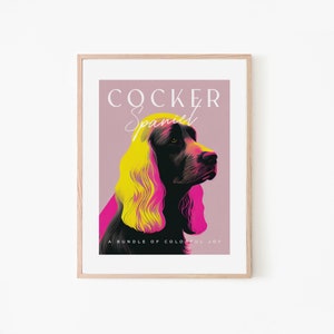 Cocker Spaniel Timeless Grace / Cartel de perro retro / Arte de mascotas de moda / Impresión de arte de moda vintage / Cartel de perro Spaniel imagen 1