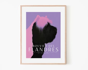 Retro Bouvier Des Flandres | Dog Poster | Vivid Purple Art | Pet Art | Vintage Trendy Art Print | Dog Poster | Classic Vintage Dog Art Print