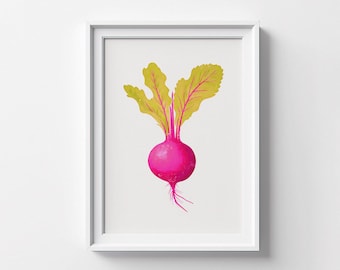 Beet Art Print | Minimalist Scandinavian Profile | Botanical Art | Minimalist Art | Kitchen Art | Retro Wall Art | Printable