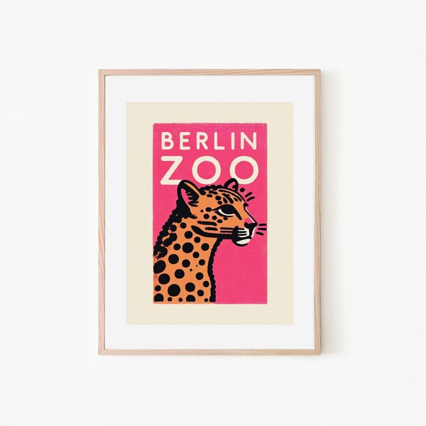 Berlin Zoo Retro Poster Zoologischer Garten Pink Retro Poster | Animal Wall Art | Zoo Poster | Pink Colors | Retro Art | Printable