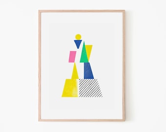 Abstract Bishop Chess Piece Geometrical | Trendy Wall Art | Modern Minimalist Wall Art | Kids Room Art | Chess Gift | Bishop Poster