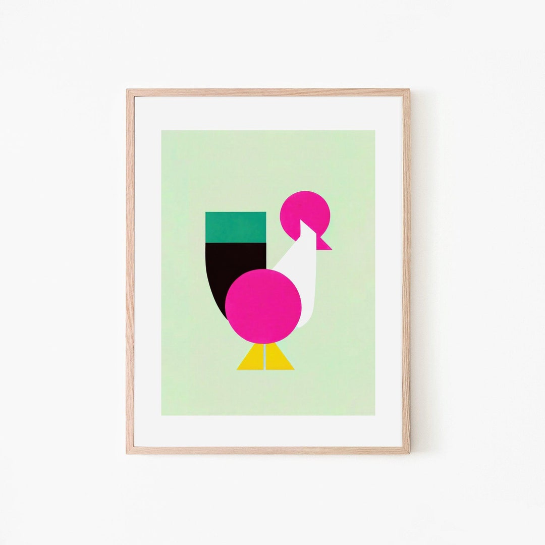 Rooster Geometric 90s Poster Retro Poster Kitchen Wall Art Abstract Art ...