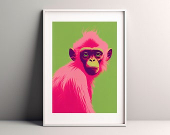Geoffroys Spider Monkey Art | Bold and Colorful Minimalism | Animal Art Print | Living Room Decor | Colorful Art | Instant Download