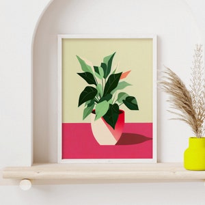 Aglaonema Minimalist Vintage Plant Retro Poster Botanical Art Modern Wall Decor Scandinavian Design Greenery Poster Home Office image 4