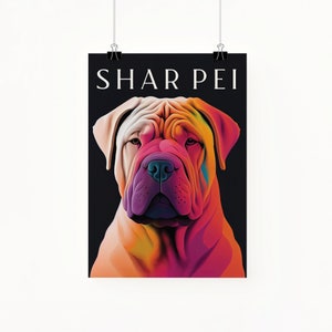 Shar Pei Dog Retro Poster Chinese Breed Art Print Pet Lover Gift Dog Poster Vintage Trendy Art Print Dog Illustration image 10