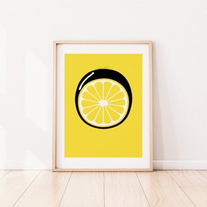 Zesty Lemon Poster Minimalist Fruit Wall Art Bright Kitchen Decor Perfect for Foodies and Modern Home Enthusiasts Yellow Kitchen Art image 3