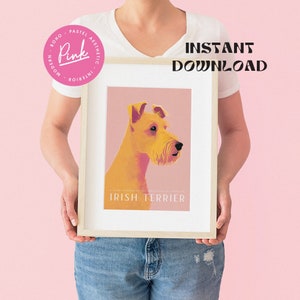 Irish Terrier Retro Dog Poster Striking Hues Dog Pet Art Vintage Trendy Art Print Dog Poster Vintage Dog Art Print image 9