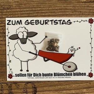 Grußkarte mit Blumensamen: "Zum Geburtstag sollen für Dich bunte Blümchen blühen!“