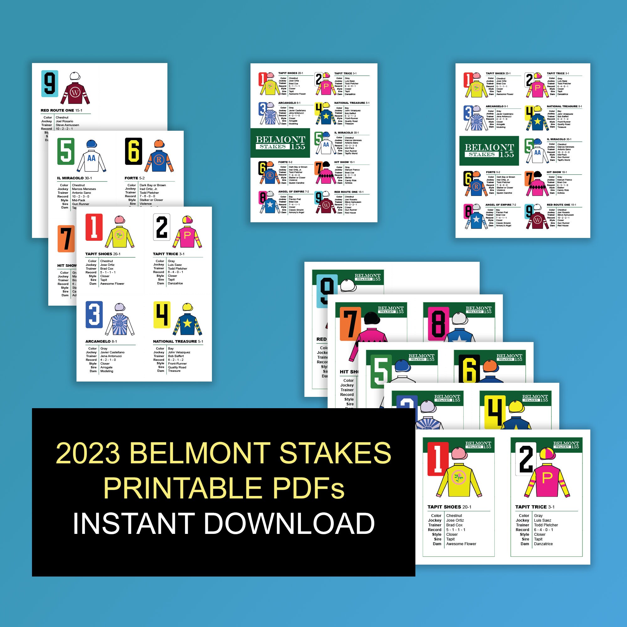 Belmont Stakes INSTANT DOWNLOAD Printable Cards Belmont Party Etsy