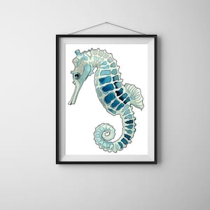 Stampa "Ippocampo", Illustrazione, Disegno, Acquerello, Stampa, Arte, Arte Grafica, Arte Animale, Arredamento, Home Decor