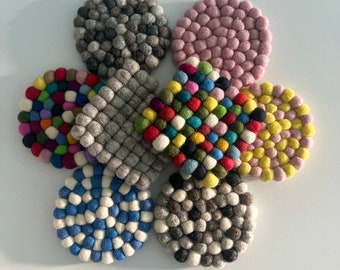 Mix Match Handmade Felt Coasters|Set of 2,4|Decor|Gift|Tea/Coffee Mat|Absorbent|Vibrant