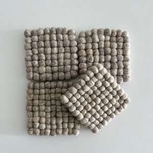Handmade Wool Felt Coasters: Gray Square Tea Coffee Mats