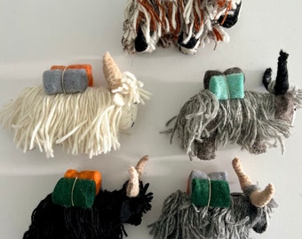 Handmade Felt Himalayan Yaks|Set of 2|Wool Toy| Animal lovers|Gifts| Home Decor