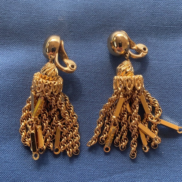 Vintage Monet Tassel Clip-on Earrings