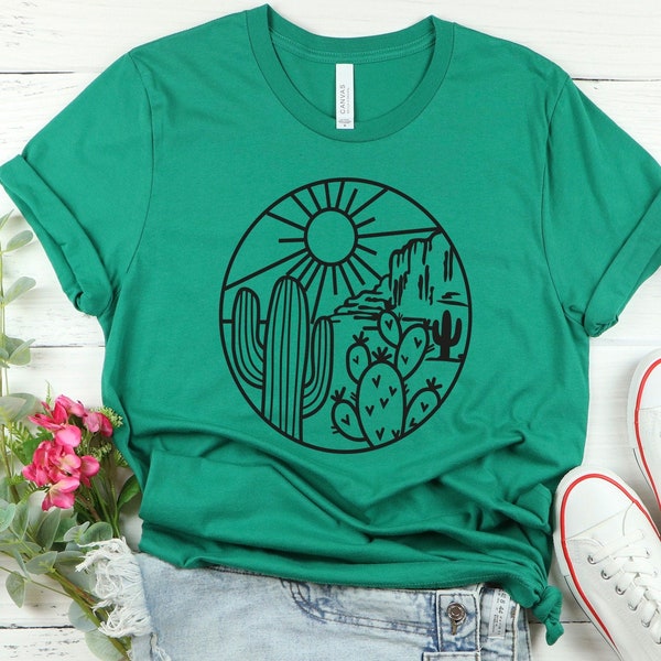 Desert Shirt, Cactus Plants, T-Shirt For Women, Cactus Shirt, Desert Adventure Shirt, Arizona Shirt, Cute Cactus Shirt, Cactus Scene Shirt