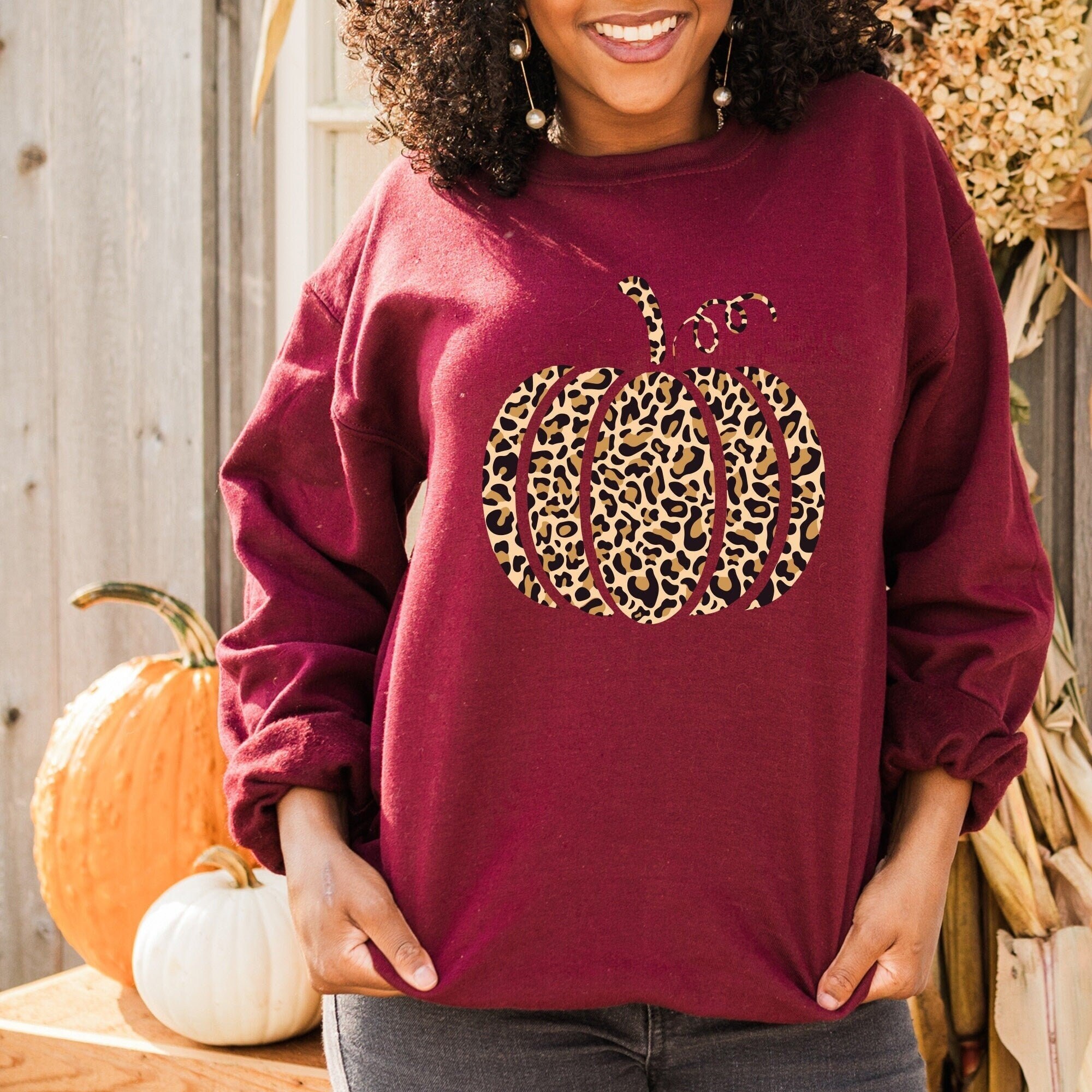 Leopard Pumpkin Sweatshirt and Hoodie Cheetah Pumpkin - Etsy