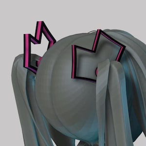 Hatsune Miku V6 hairclips hair 4 DIFFERENT OPTIONS accessories, 3D print file only