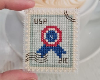 4 juillet vote ruban timbre-poste motif de point de croix américain timbre-poste primitif petit point de croix téléchargement immédiat PDF
