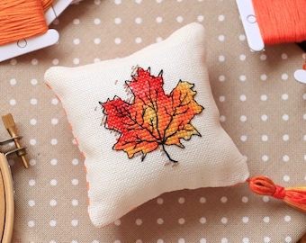 Maple Leaf Cross Stitch Pattern Fall Cross Stitch Autumn Leaf Small Cross Stitch Hand Embroidery Autumn Cross Stitch Instant Download PDF