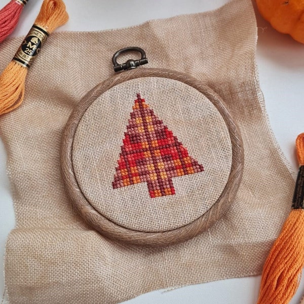 Autumn Tree Cross Stitch Pattern Fall Cross Stitch Autumn Cross Stitch Fall Tree Mini Cross Stitch Hand Embroidery Instant Download PDF