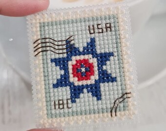 4 juillet étoile timbre-poste point de croix motif jour de l'indépendance point de croix américain patriotique point de croix téléchargement immédiat PDF