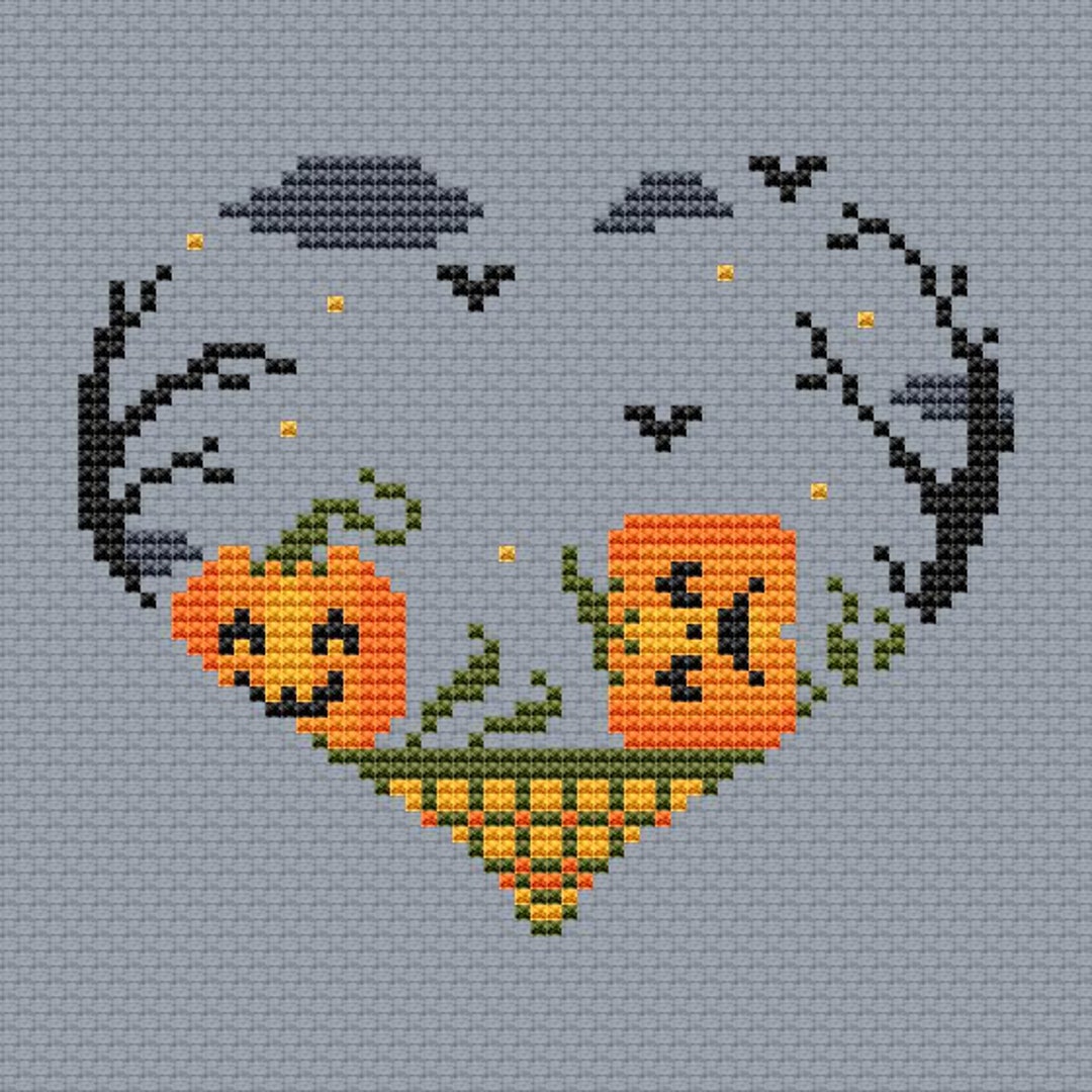 Naughty Pumpkins Cross Stitch Pattern Halloween Cross Stitch Etsy