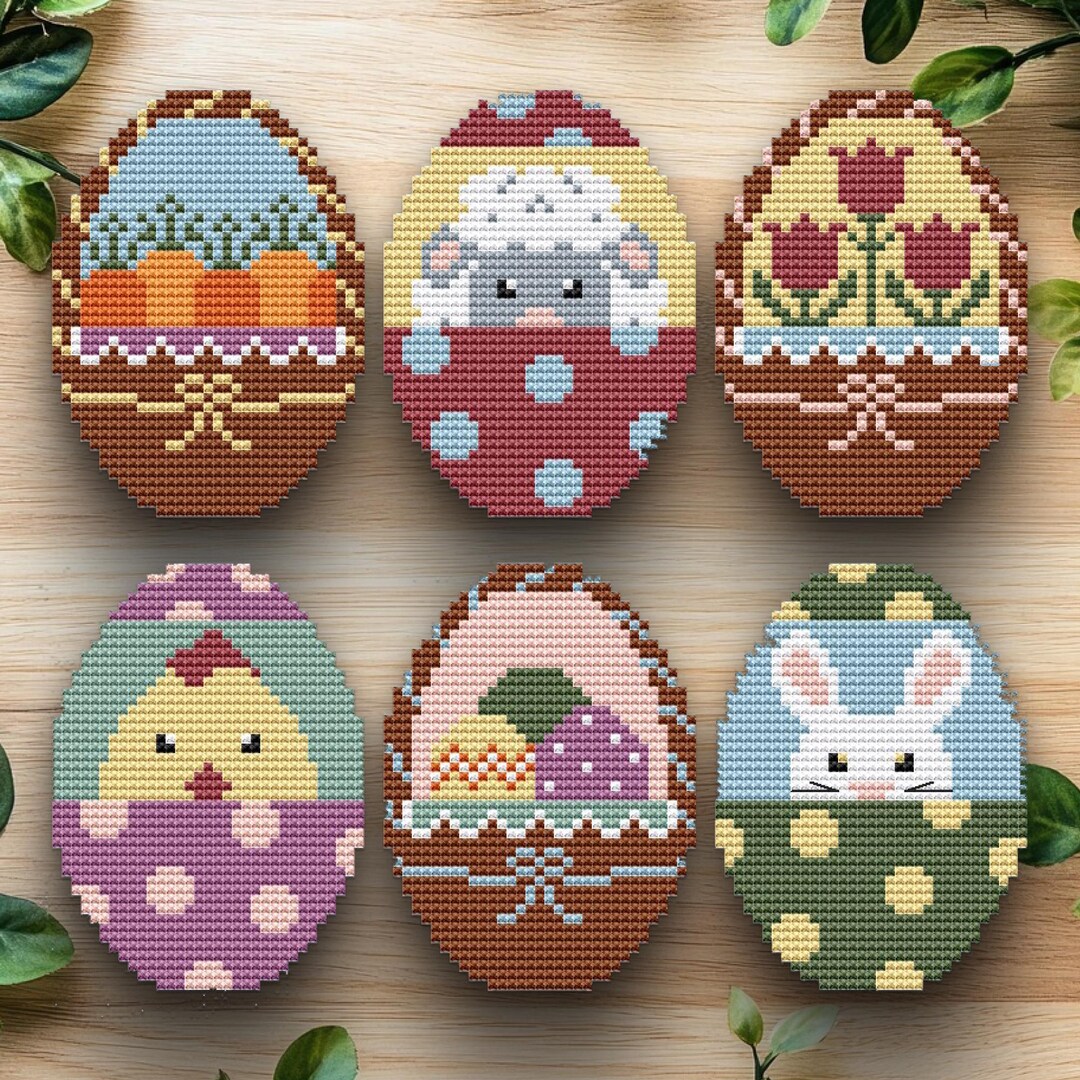 Easter Eggs Cross Stitch Pattern | Primitive Folk Art (digital Download ...